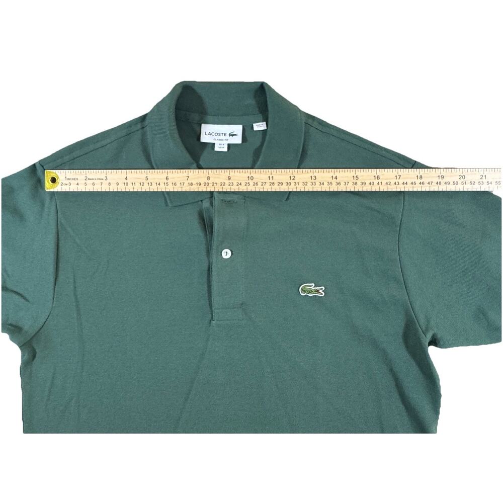 Lacoste Green Polo Shirt Men’s Size 4 Medium Classic Crocodile Logo Cotton Pique - Picture 5 of 13